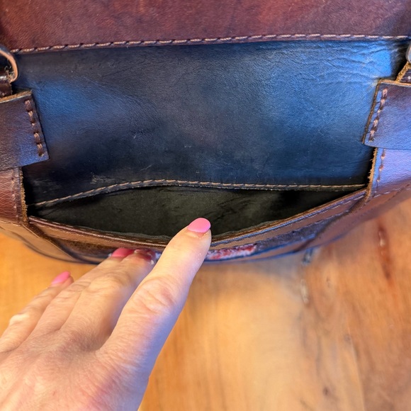 Vintage Artisanal Inca Sun Leather Tote Bag Made in Bolivia - Picture 10 of 15